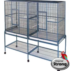 Flight Cage with divider, silvertone grey