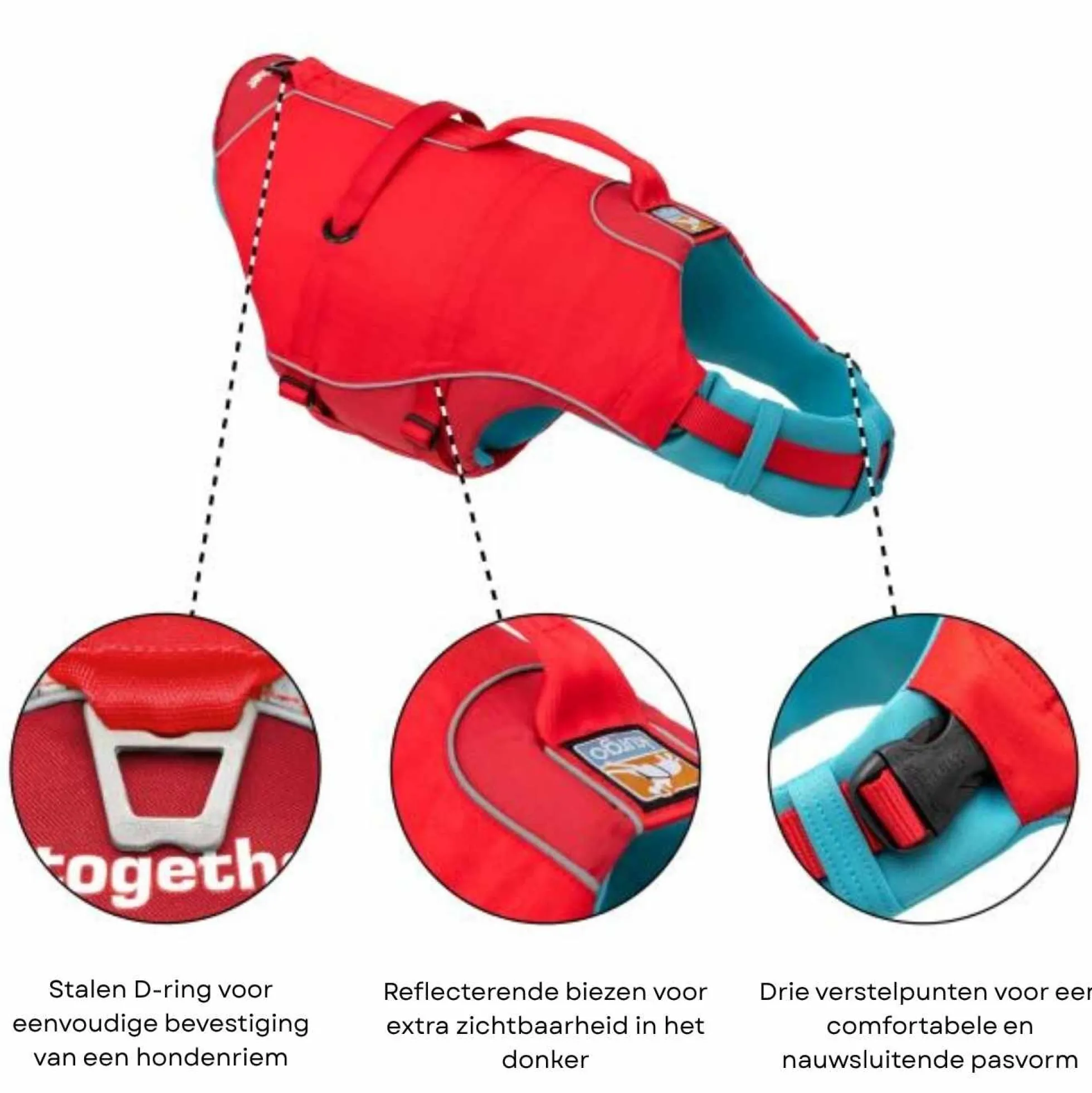 Kurgo Surf 'n Turf Hondenzwemvest Rood