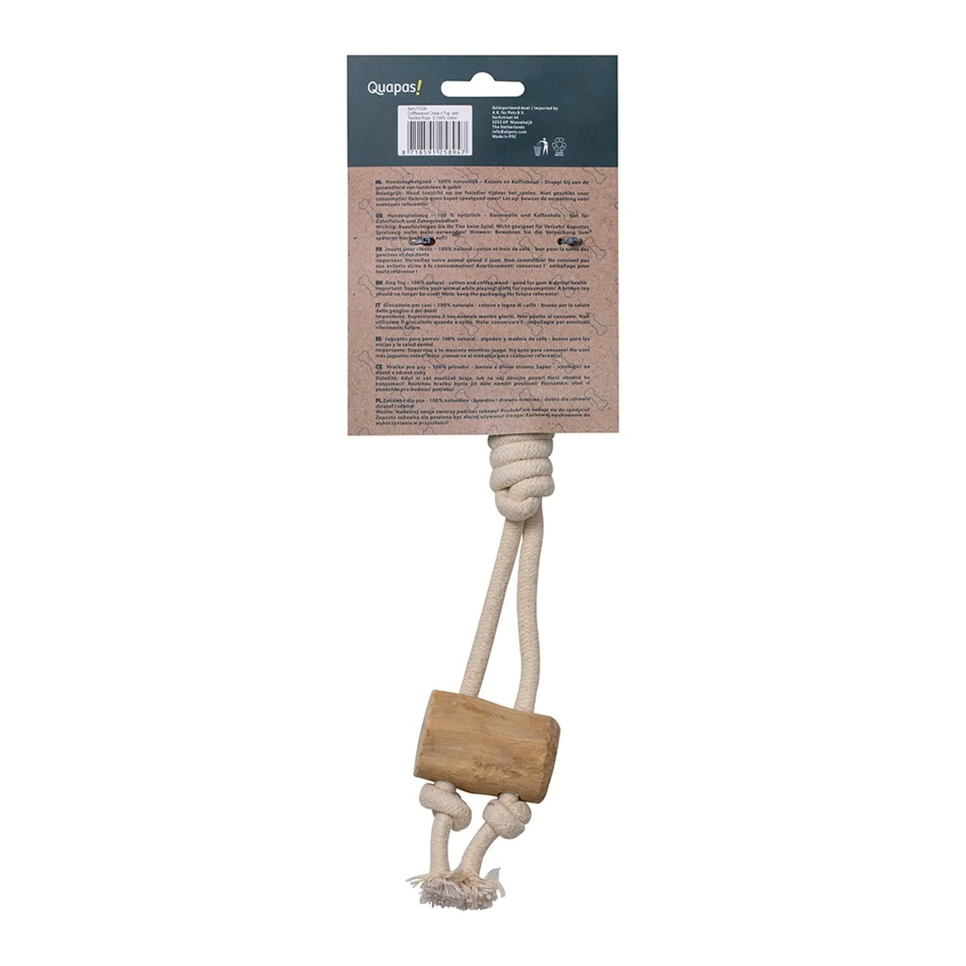 Quapas! Dog Toy Coffeewood Cork-S