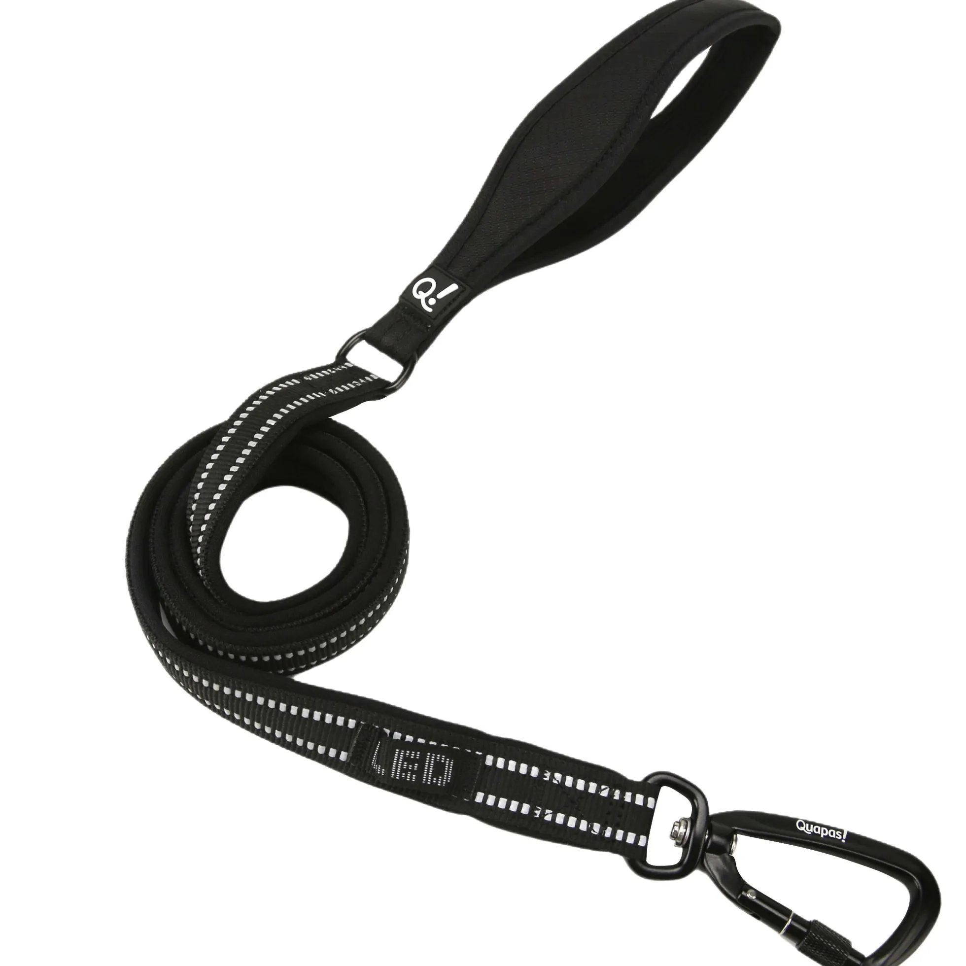 Quapas! Padded Reflective Hondenriem Zwart