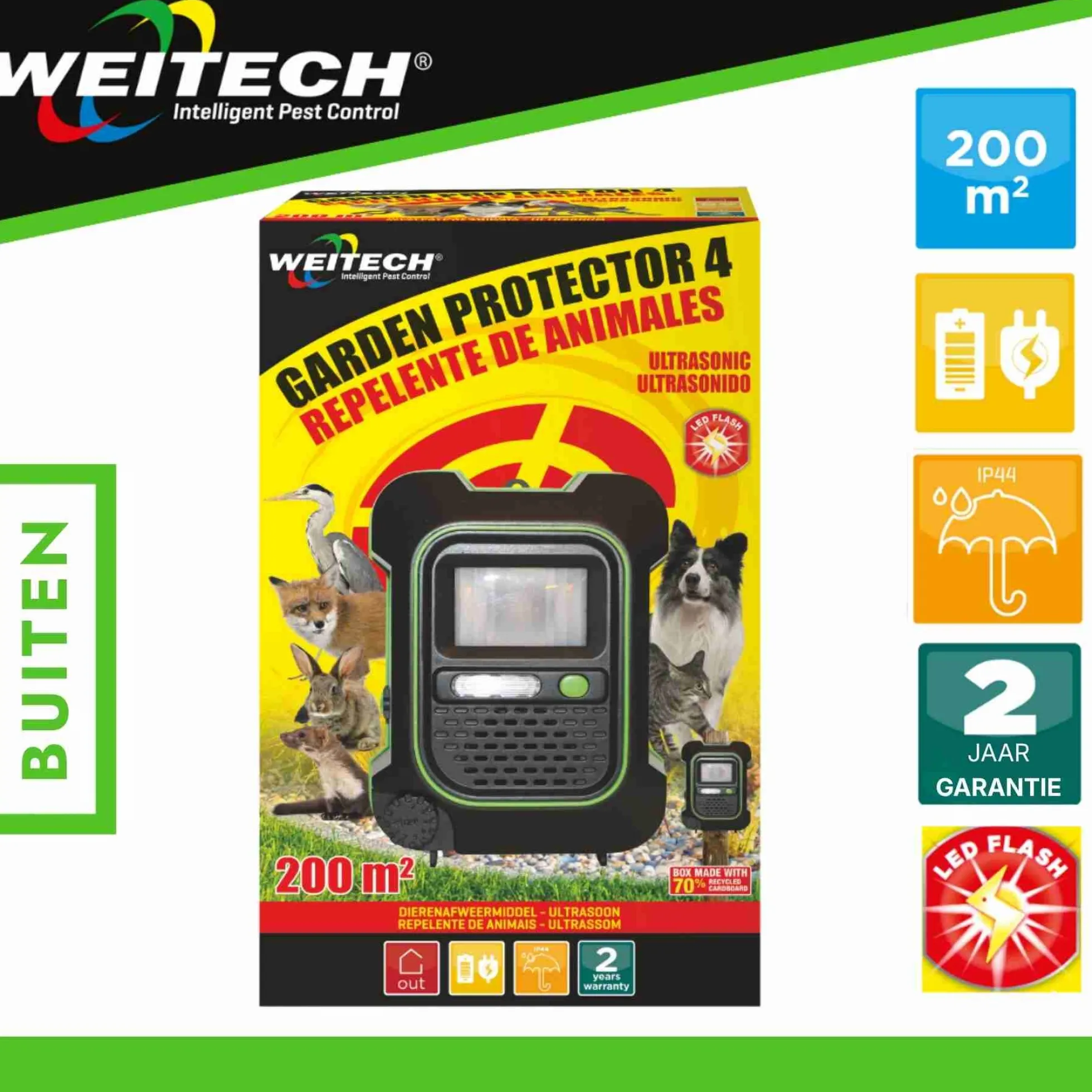 Weitech Ultrasone Dierenverjager met Flits